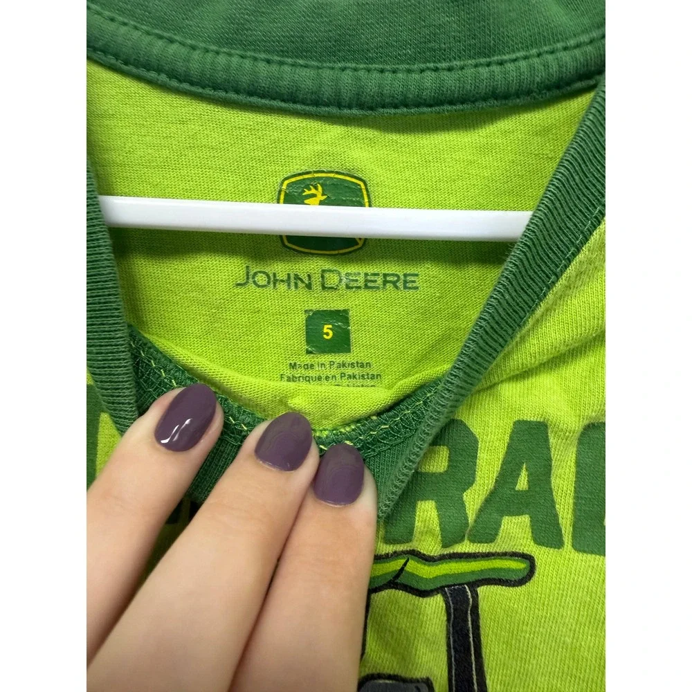 John Deere Boys Size 5 Lime Green Long Sleeve Will Trade Sister For Tractor Tee